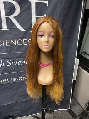 Boss Long Brown Ombre Synthetic Wig with Pink Accent
